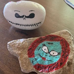 Jack Skellington & Sally Hand-painted  Rock
